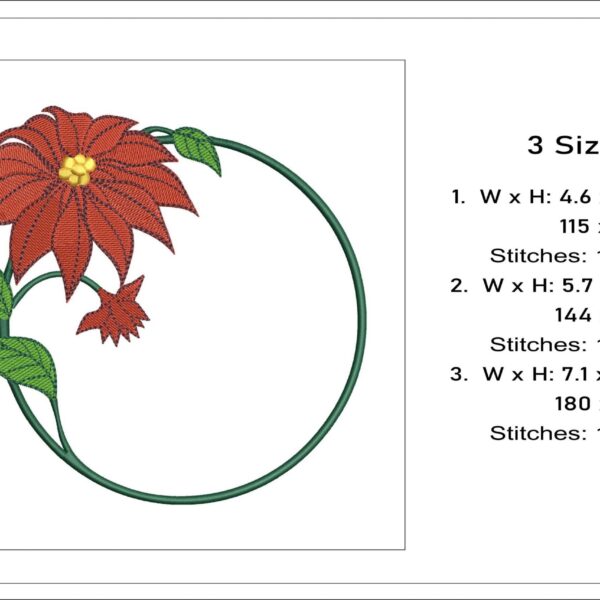 Poinsettia ring embroidery design