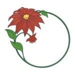 Poinsettia Embroidery Design - Christmas Wreath Pattern
