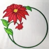 Poinsettia wreath embroidery design - name frame embroidery design - Christmas embroidery pattern