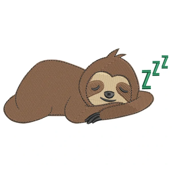 Sleeping sloth embroidery design - animal embroidery pattern