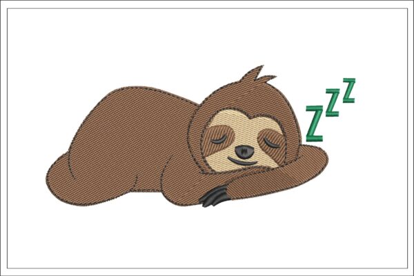 Sleeping Sloth embroidery design