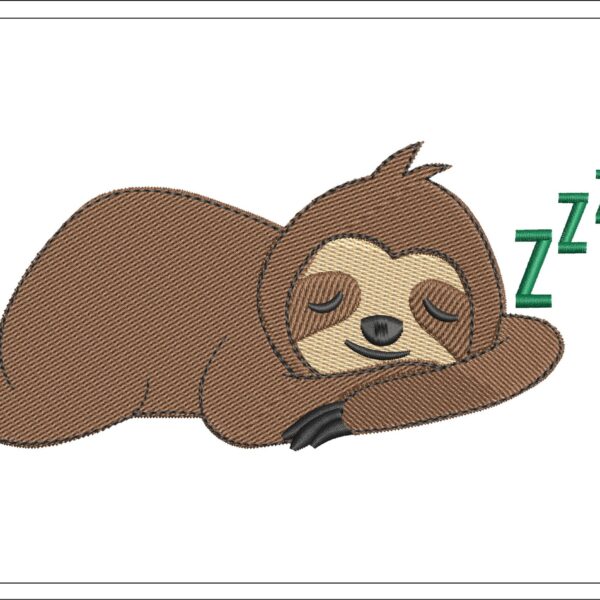 Sleeping Sloth embroidery design