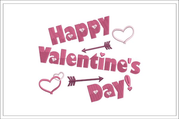 Happy Valentines Day embroidery design