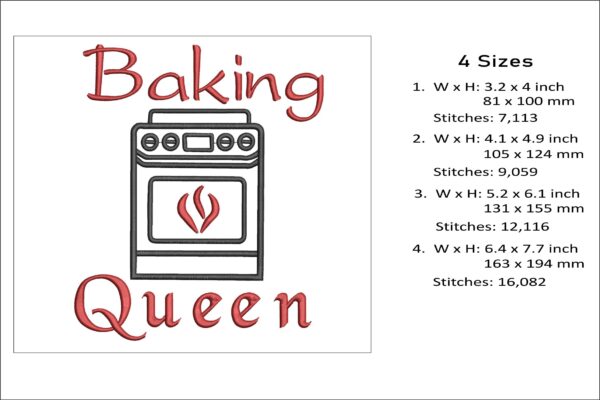 Baking Queen embroidery design