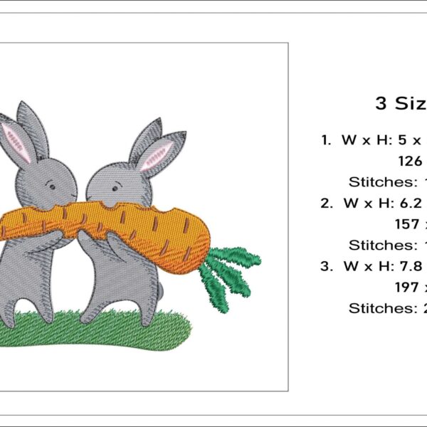 Bunnies With Carrot embroidery design