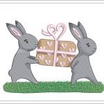 Love Embroidery Design | Cute Bunnies With Gift