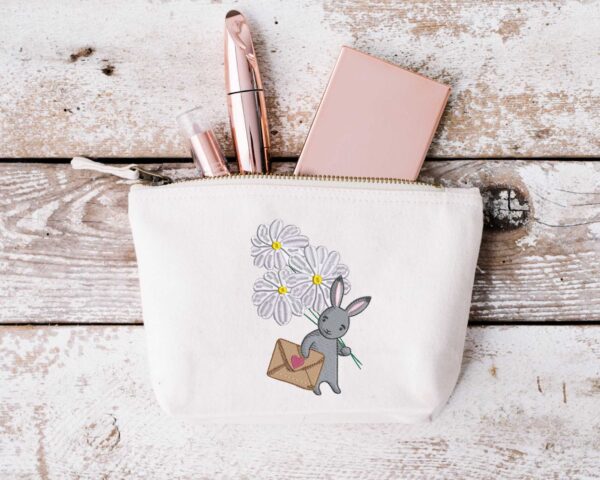 Bunny with daisies embroidery design