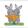 Cute Bunnies With Carrots embroidery design