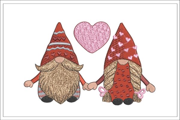 Cute Gnome Couple embroidery design