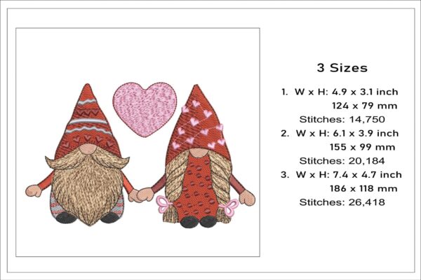 Cute Gnome Couple embroidery design