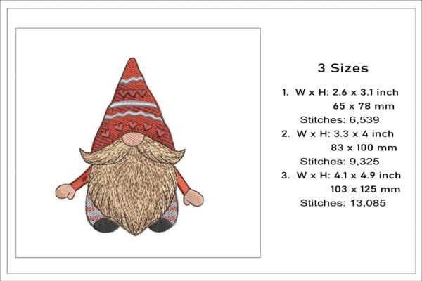 Cute Mr Gnome embroidery design