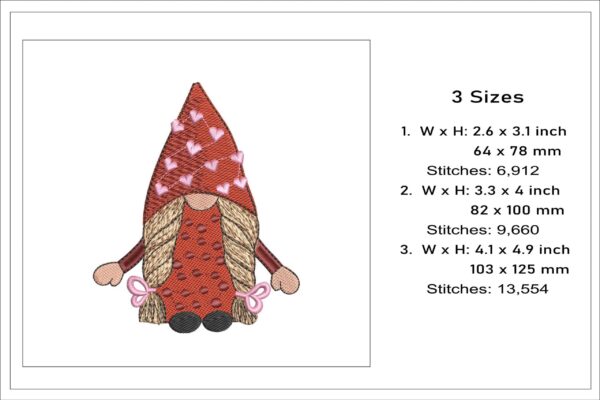 Cute Mrs Gnome embroidery design