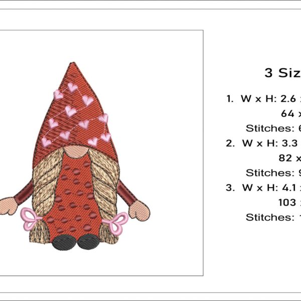 Cute Mrs Gnome embroidery design