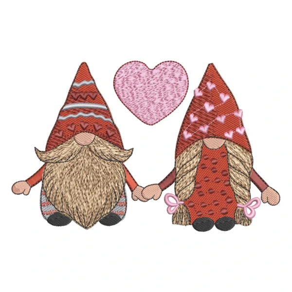 Cute gnome couple embroidery - Mr and Mrs Gnome embroidery design - gnome embroidery pattern 1