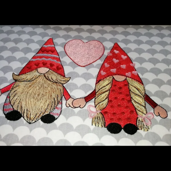 Cute gnome couple embroidery - Mr and Mrs Gnome embroidery design - gnome embroidery pattern