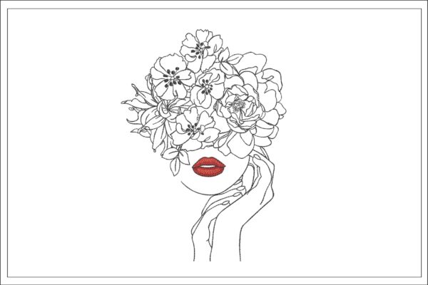 Floral Woman in frame embroidery design