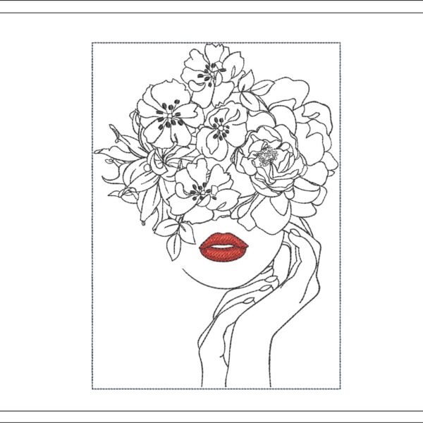 Floral Woman in frame embroidery design