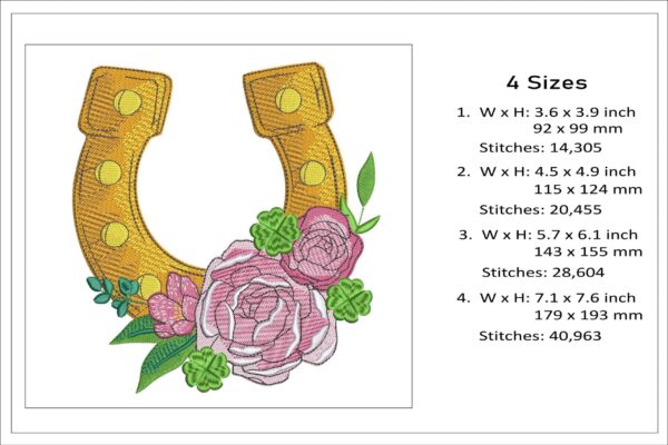 Floral Horseshoe embroidery design