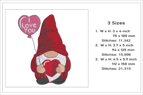 Gnome With Heart embroidery design