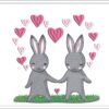 Heart Bunnies embroidery design