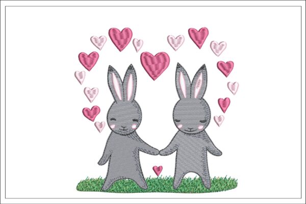 Heart Bunnies embroidery design