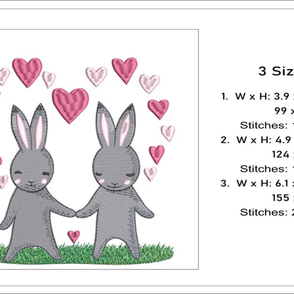 Heart Bunnies embroidery design