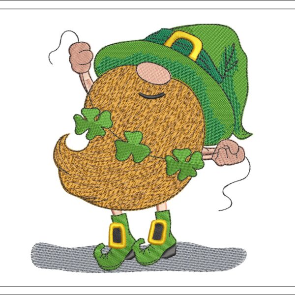 Irish Gnome embroidery design