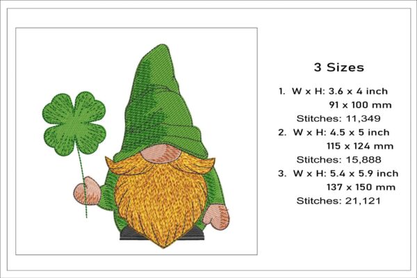 Irish gnome embroidery design