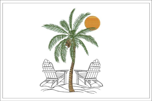 Palm Chair Sun embroidery design
