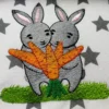 Two cute bunnies with carrots embroidery design - cute bunny embroidery - spring embroidery design