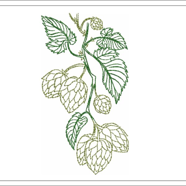 A twig of hops embroidery design