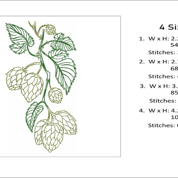 A twig of hops embroidery design