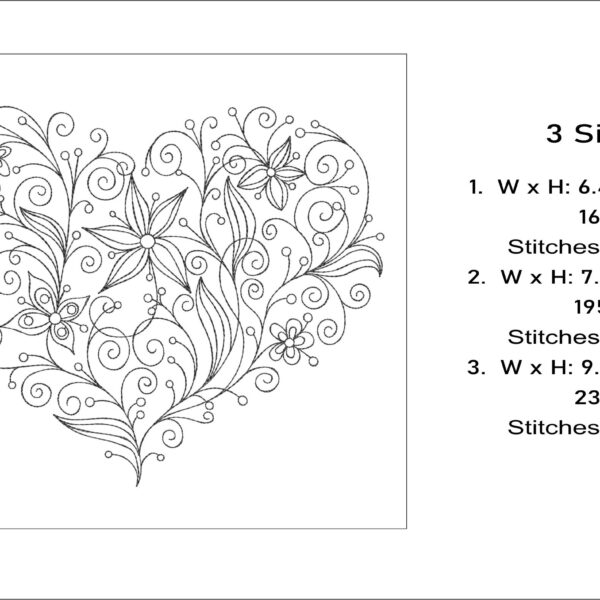 Abstract Floral Heart embroidery design