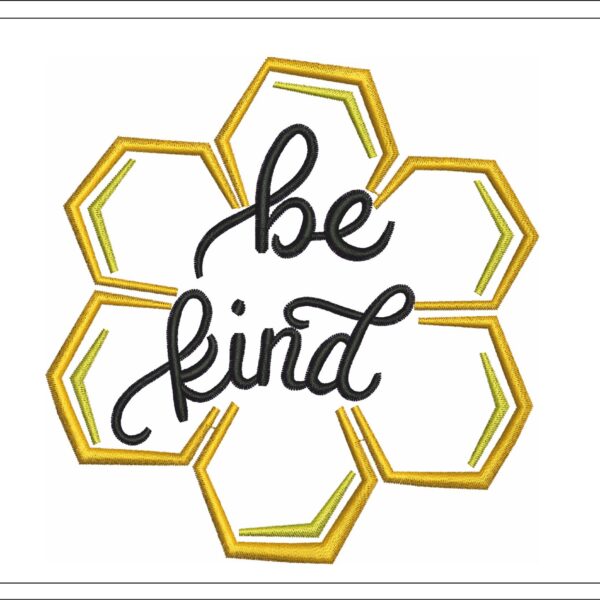 Be kind honey comb embroidery design