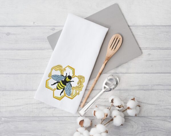 Bee and honey comb embroidery design