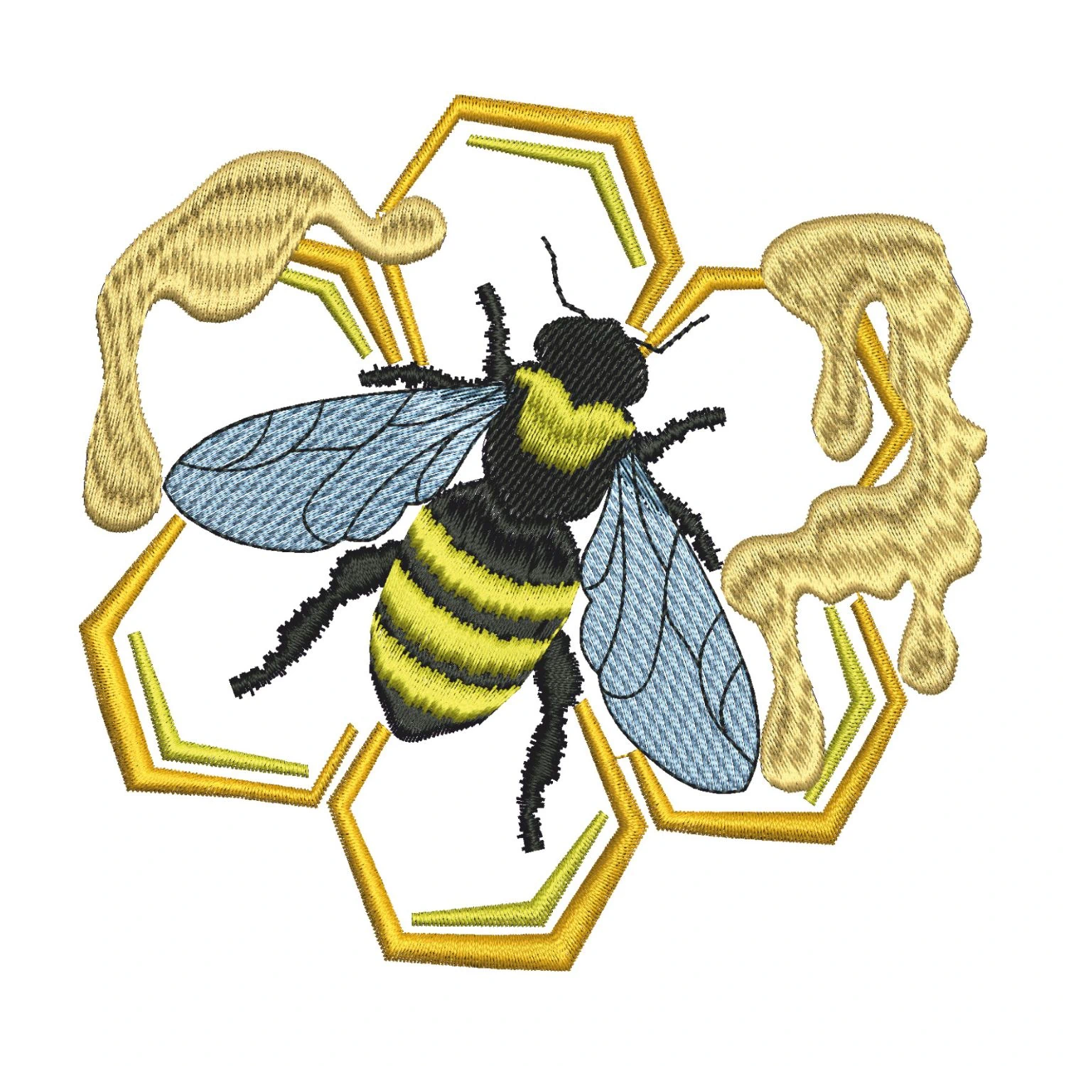 Bee And Honey Comb Embroidery Design – Machine Embroidery