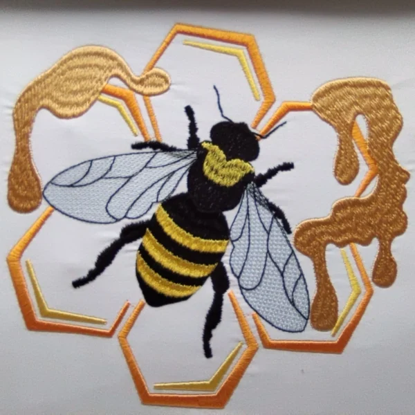 Bee and honey embroidery design - bee embroidery design - honey comb embroidery