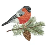 Bullfinch Embroidery Design - Machine Embroidery Pattern