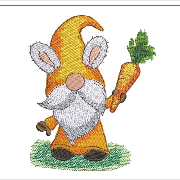 Bunny Gnome With Carrot embroidery design