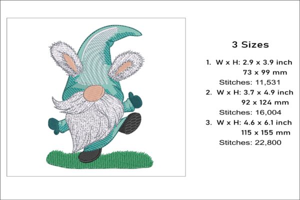 Bunny Gnome embroidery design