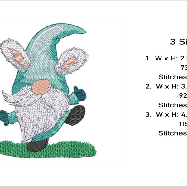 Bunny Gnome embroidery design