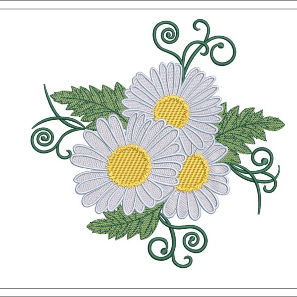 Daisies embroidery design