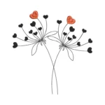 Dandelion with Hearts Embroidery Design - Nature Embroidery