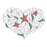 Floral Heart Embroidery Design 2 - Machine Embroidery