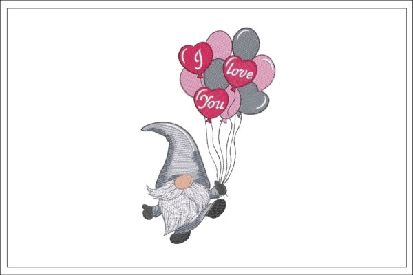 Gnome With Balloons embroidery design