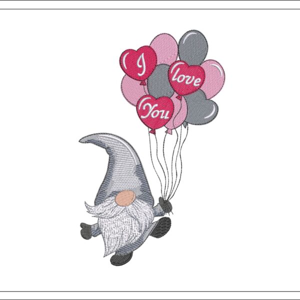 Gnome With Balloons embroidery design