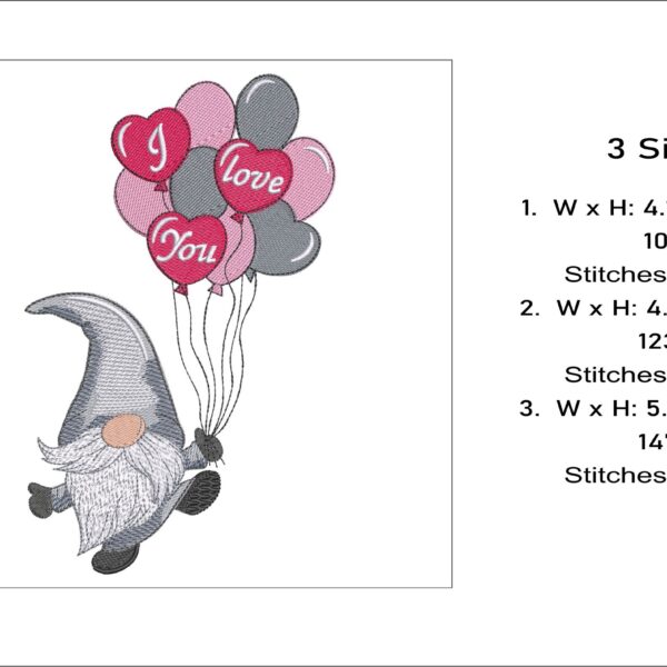 Gnome With Balloons embroidery design