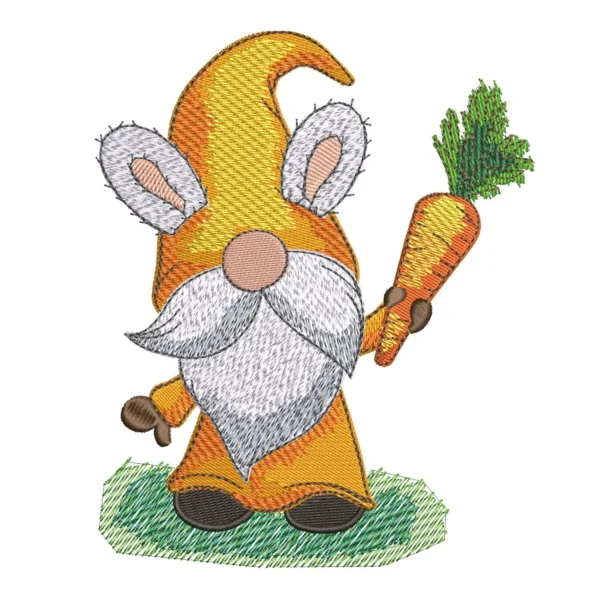 Gnome embroidery design - bunny gnome embroidery pattern - spring embroidery design