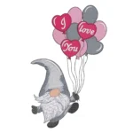 Gnome With Balloons Embroidery Design