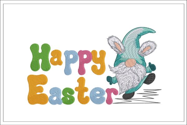 Happy Easter Gnome embroidery design